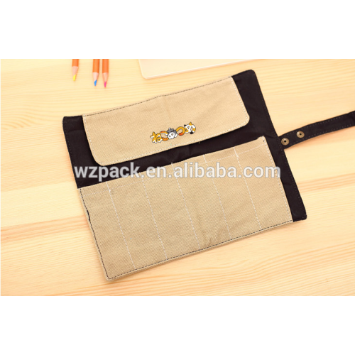 2016 OEM Cute Striped Student Canvas Pen Pencil Case Holder Pouch Stationery Bag